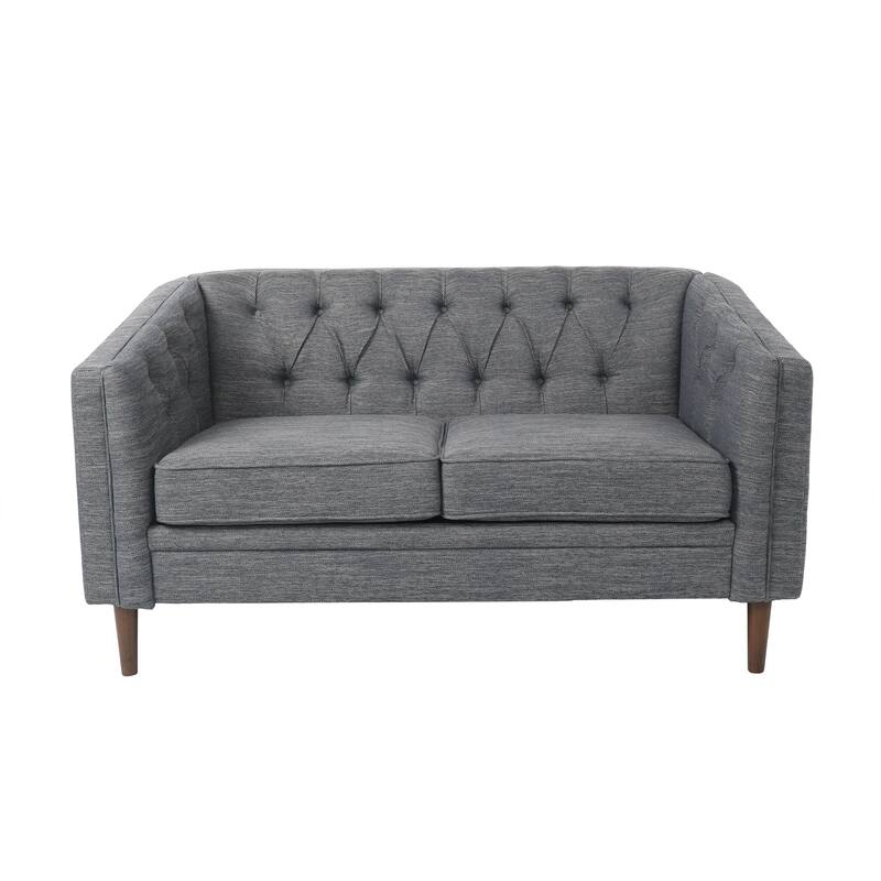 Cantrell Contemporary Faux Leather Tufted Loveseat by Christopher Knight Home