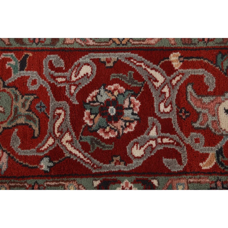Ivory Floral Kashan Oriental Area Rug Hand-Knotted Wool Carpet - 7'10"x 10'1"