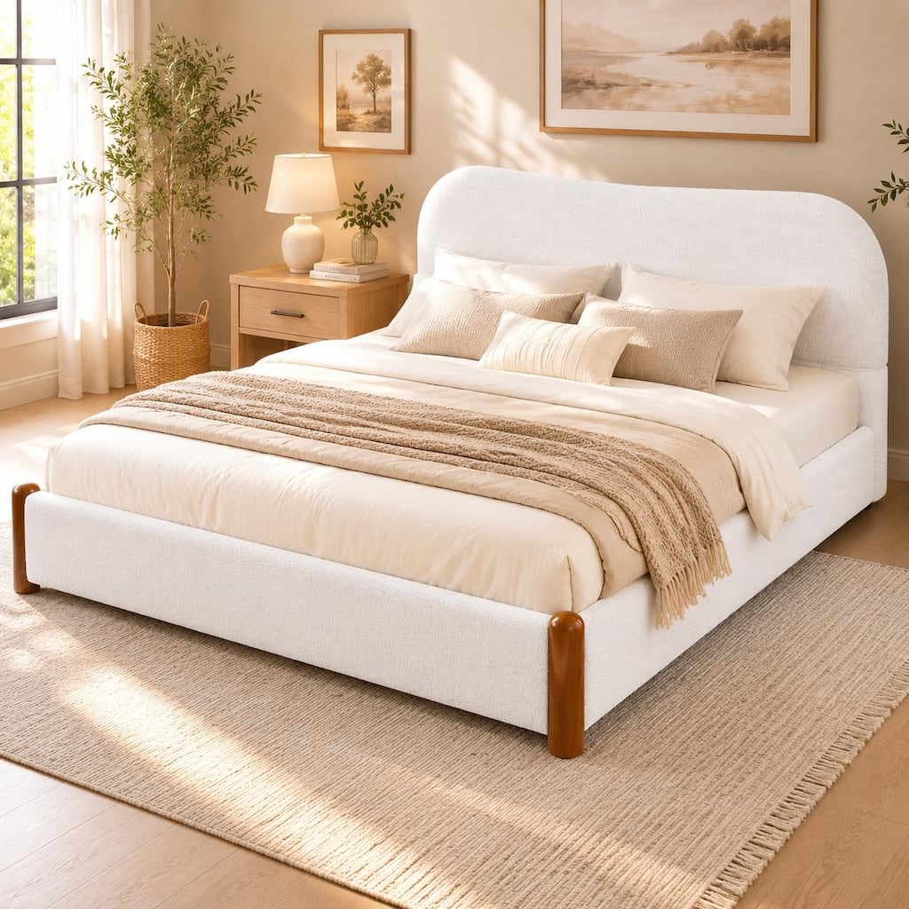 Cloud-Curve Berber Fleece Upholstered Platform Bed by Harper&Bright Designs
