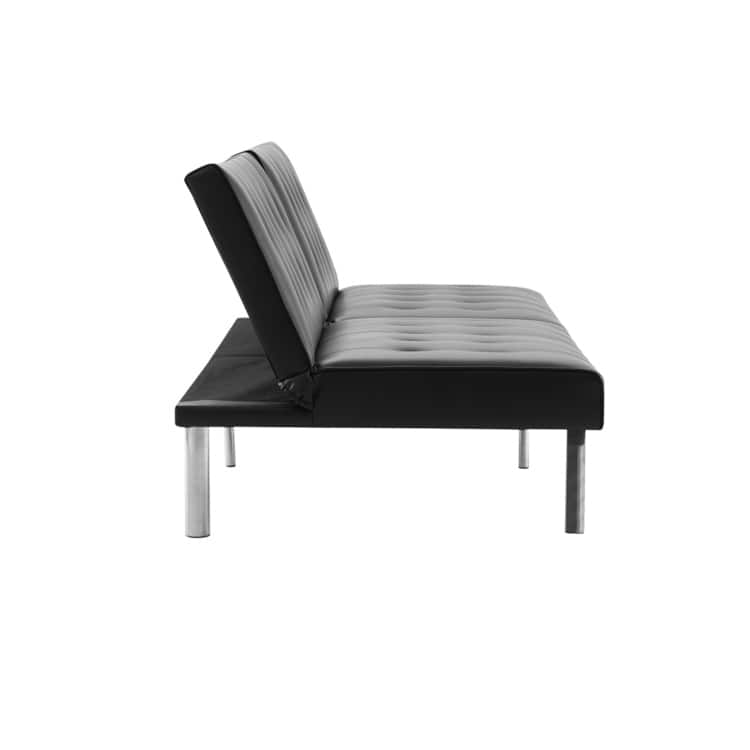 Tufted Mid-Century Modern Split Back Futon Sofa Couch Bed with Chrome Legs