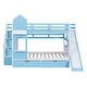 preview thumbnail 7 of 14, Impression & Castle Style Full over Full Bunk Bed with 2 Drawers 3 Shelves and Slide, Sturdy construction & Extra Fun, Blue