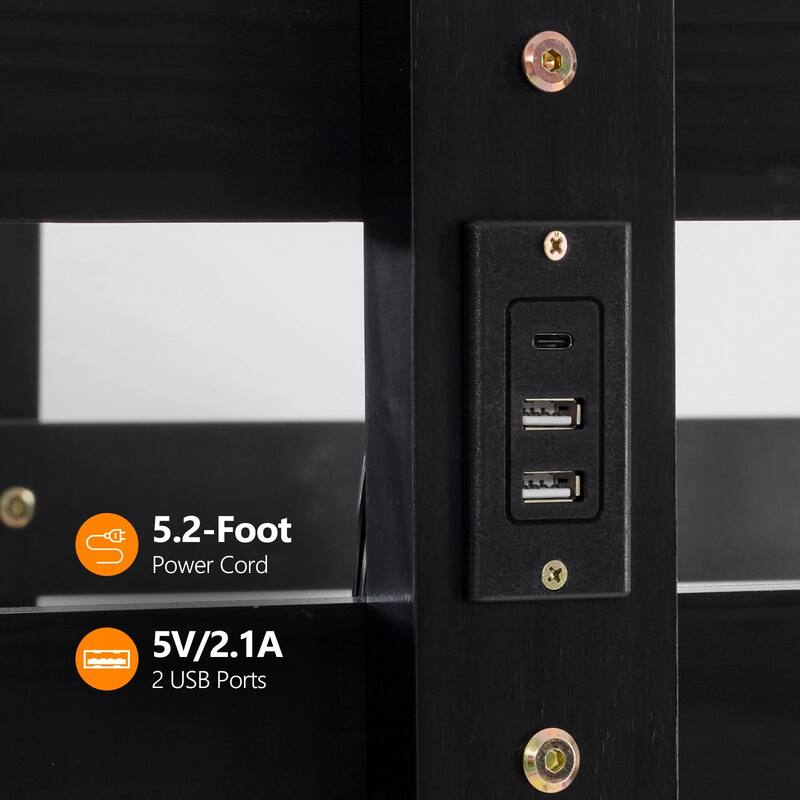 Twin Bunk Bed with RGB LED Strip and Charging Station