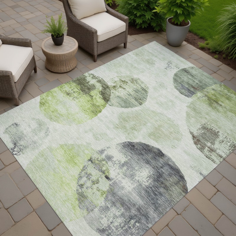 Machine Washable Indoor/ Outdoor Contemporary Micha Chantille Rug - Aloe - 8' x 10'