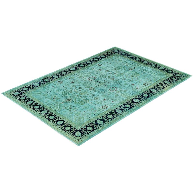 Overdyed One-of-a-Kind Hand-Knotted Area Rug - Green - 6' 1" x 8' 10"