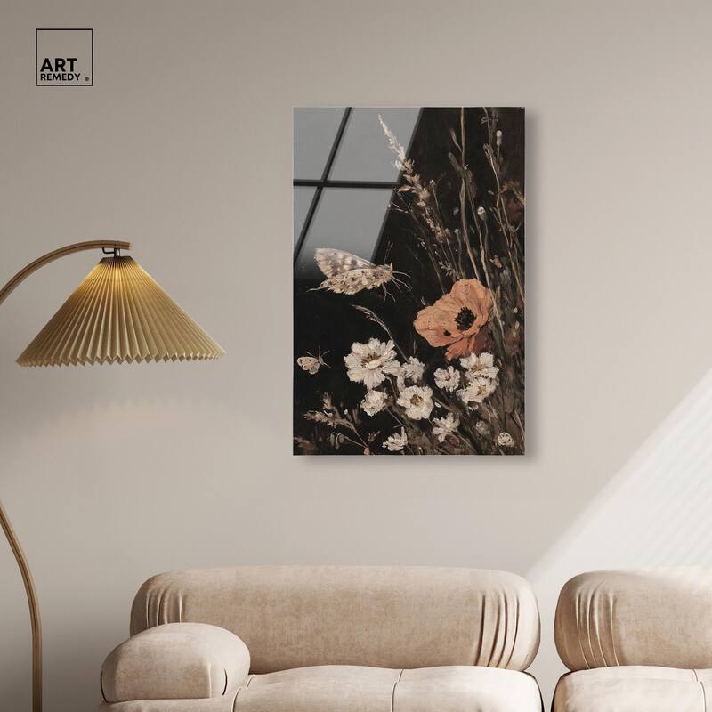 Poppy and Moth II Acrylic by Art Remedy, Ready to Hang
