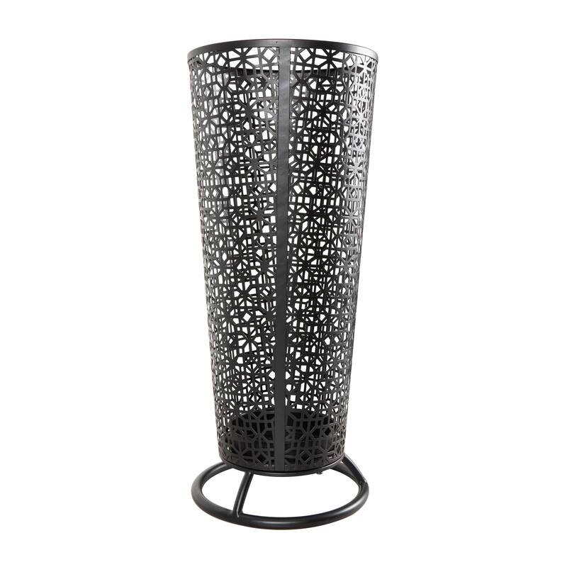 Metal Geometric Cone Shaped Umbrella Stand with Circular Ring Base - Black - Roche River Decor - 11"W x 11"L x 25"H