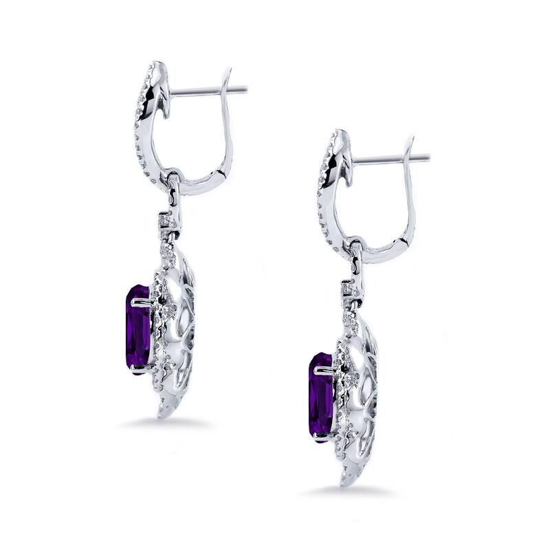 Auriya 4 5/8ct Fancy Oval-cut Amethyst Halo Diamond Drop Earrings 2 3/4ctw 18k Gold