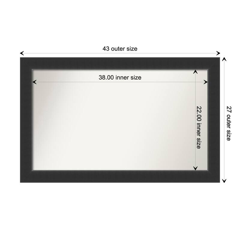 Corvino Black Framed Non-Beveled Custom Wall Mirror, Bathroom Vanity Mirror - Outer Size: 43 x 27