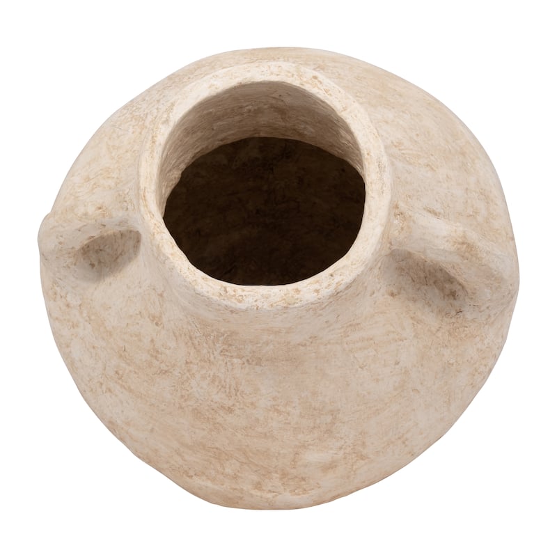 Sagebrook Home Paper Mache, Vase With Handles, White, Amphora, Textured