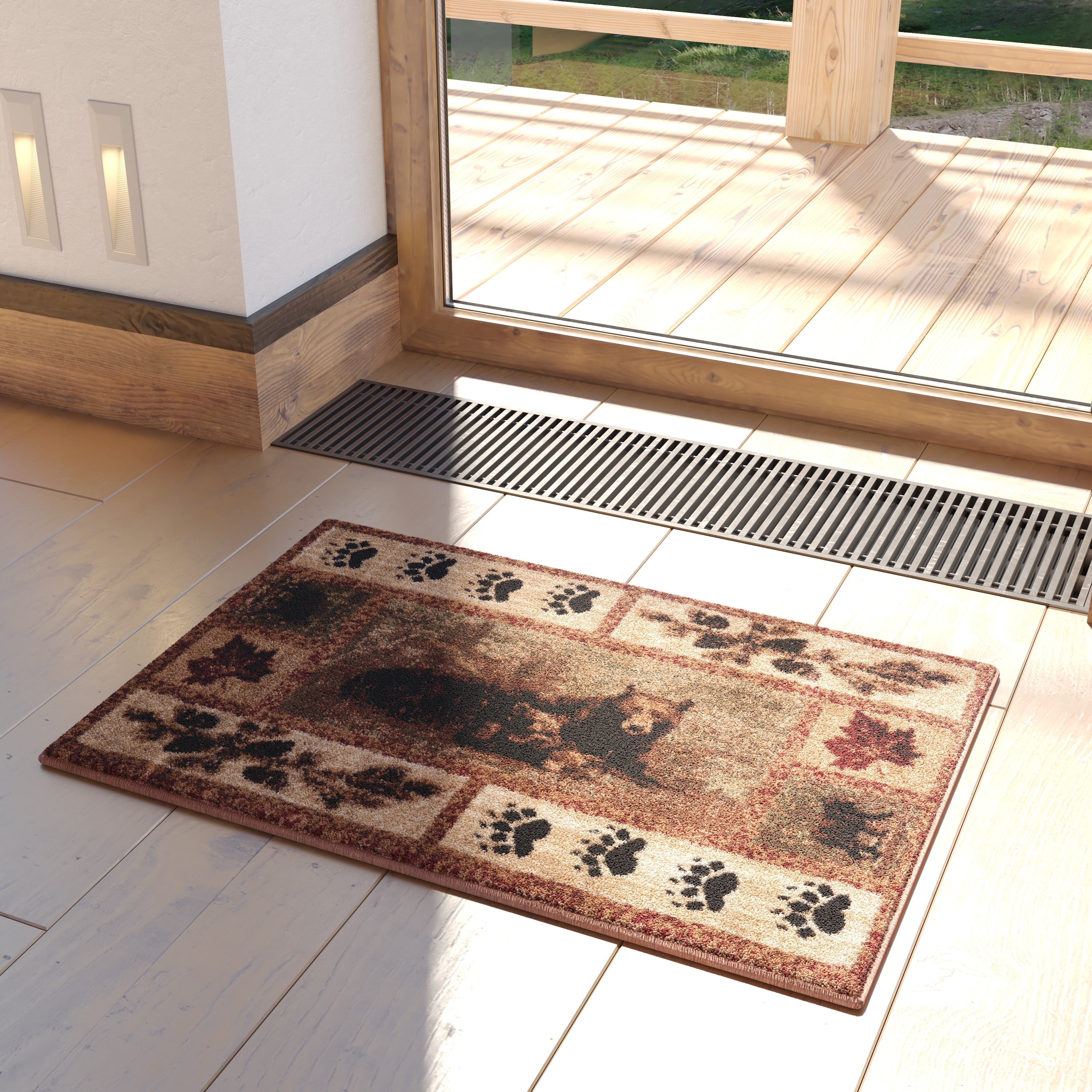 Nature Inspired Mother Bear with 2 Cubs Indoor Olefin Area Rug -  Lancaster Home