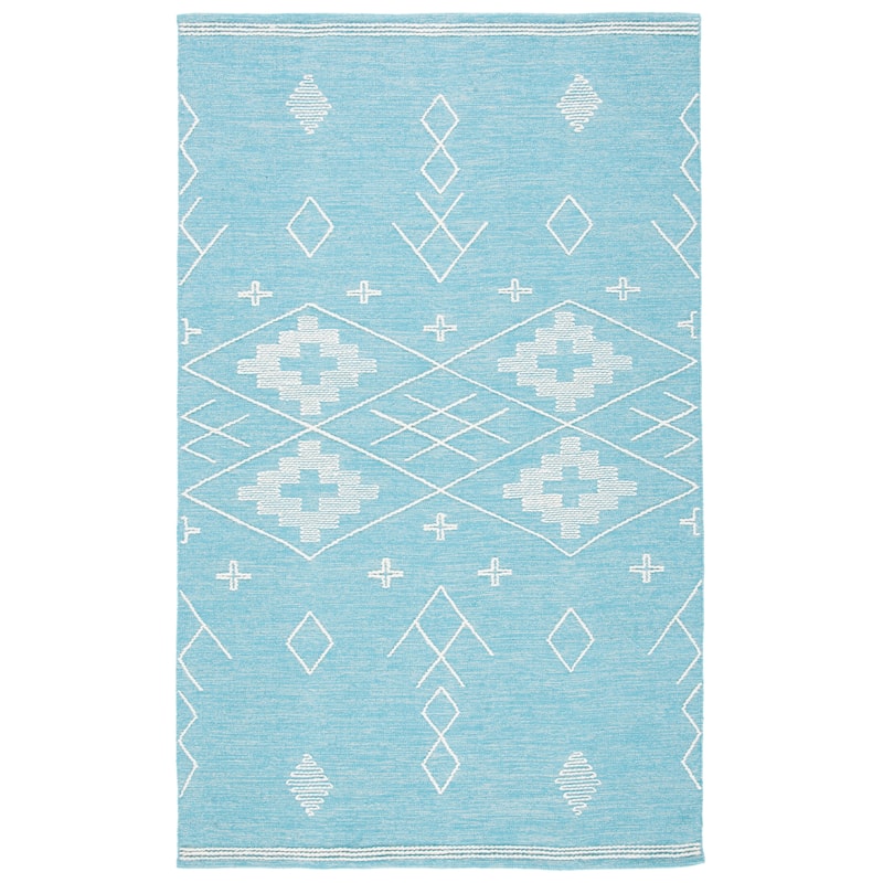 SAFAVIEH Handmade Kilim Greet Cotton Rug - 6' Square - Teal/Ivory