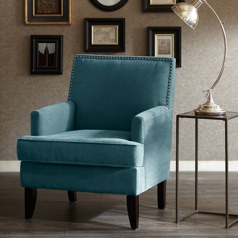 Modern Living Room Track Arm Club Chair - Blue