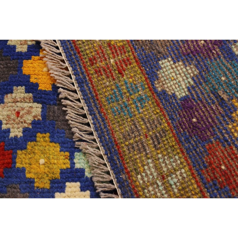Contemporary Balochi Meyer Blue/Gold Hand Knotted Wool Rug - 4'10'' x 6'8''