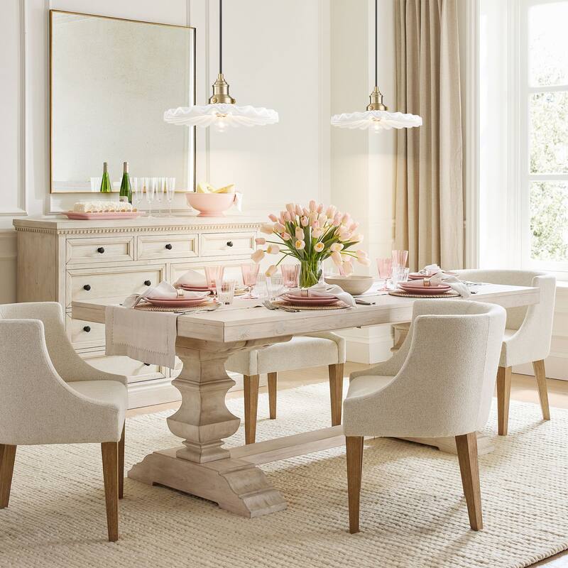 1-Light Modern Transitional Metal & Ceramic Pendant with Ruffled Wave-Edge Shade for Dining Room - 11.8" W x 5.5" H