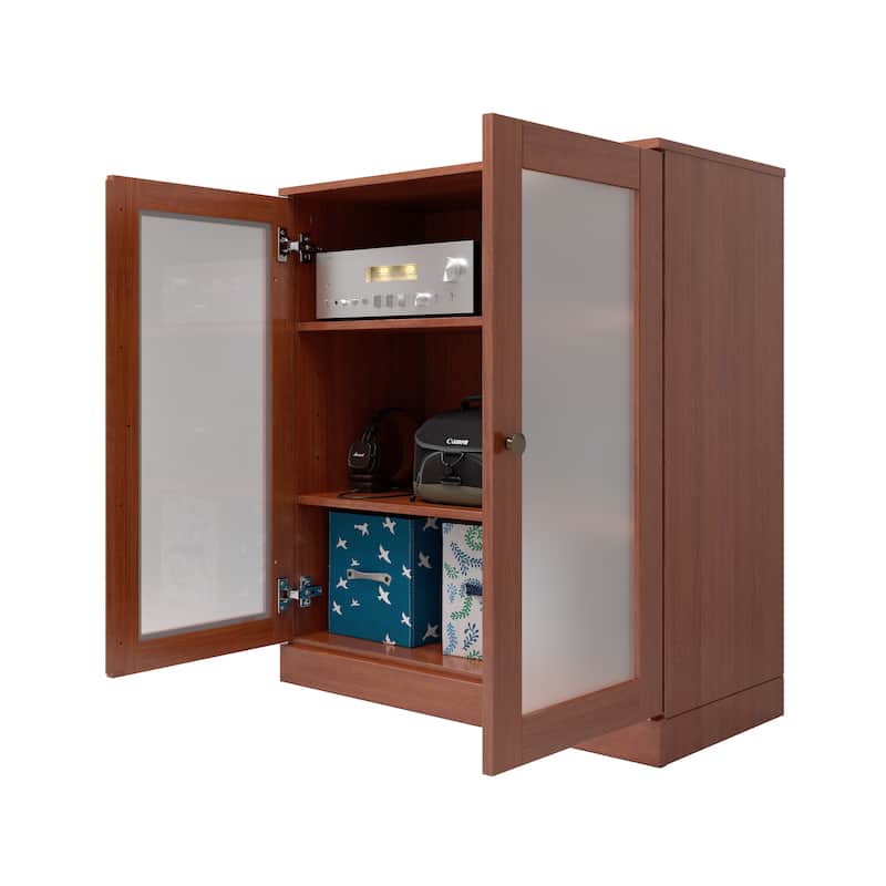 Palace Imports 100% Solid Wood TV Stand with Frosted Glass Doors for TVs up to 32"