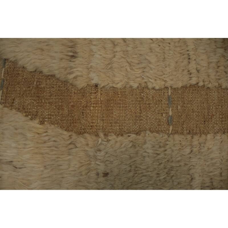Hand Knotted Oriental 100% Wool Carpet Modern Geometric Beige & Ivories Moroccan Area Rug - 13' 10'' X 10' 2''