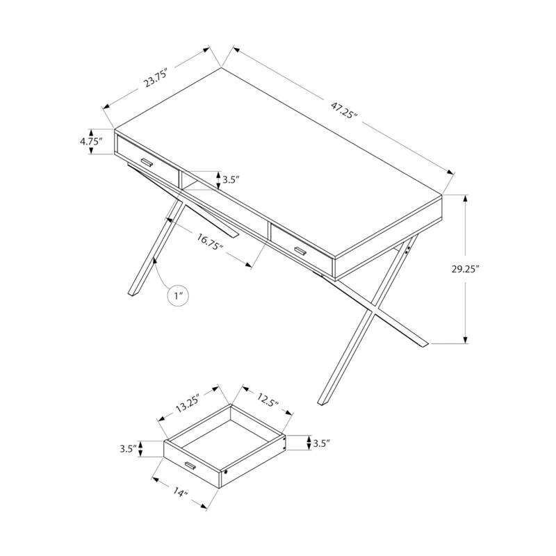 Computer Desk, Home Office, Laptop, Storage Drawers, 48"l, Work, Grey Laminate, Black Metal, Contemporary