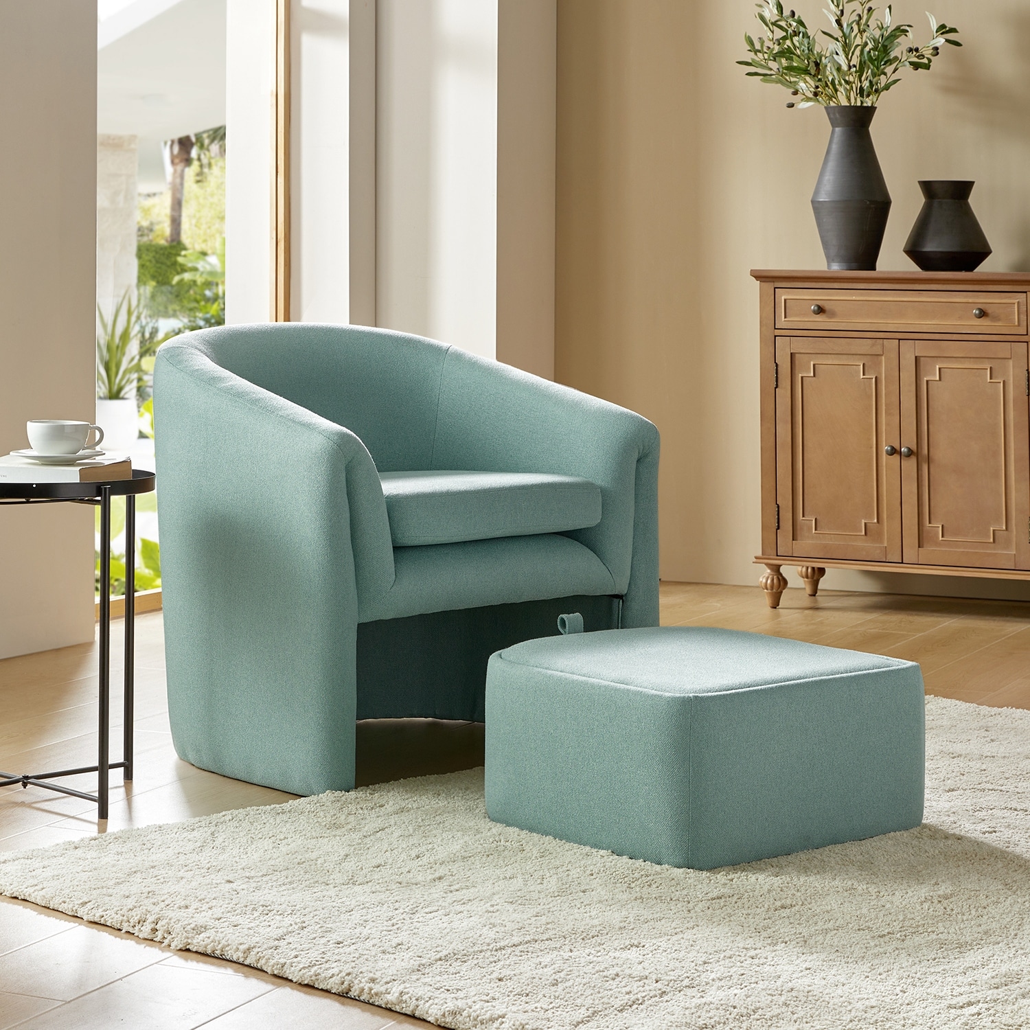 Arturo Modern Upholstered Armchair with Storable Removable Leg
