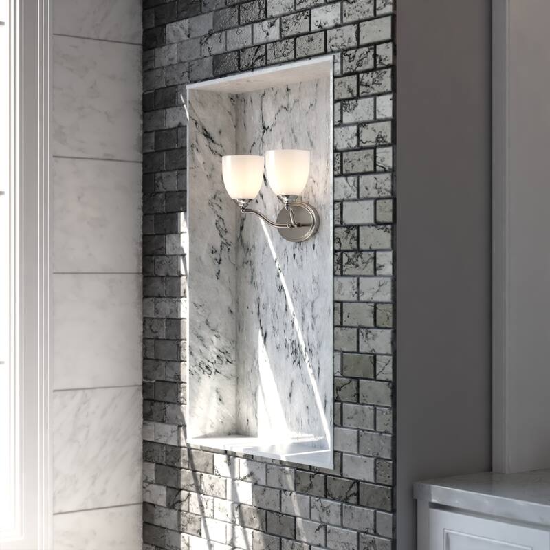 Bellwood Traditional Bathroom Vanity Wall Lighting Fixture, Glass Shade, Dimmable, LED Compatible, Over the Mirror Mount