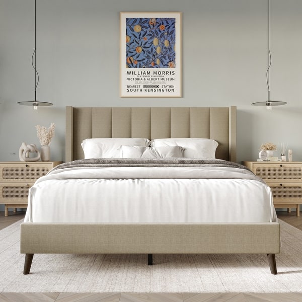 Clayfell Cranston Upholstered Panel Bed - Queen - Dark Beige
