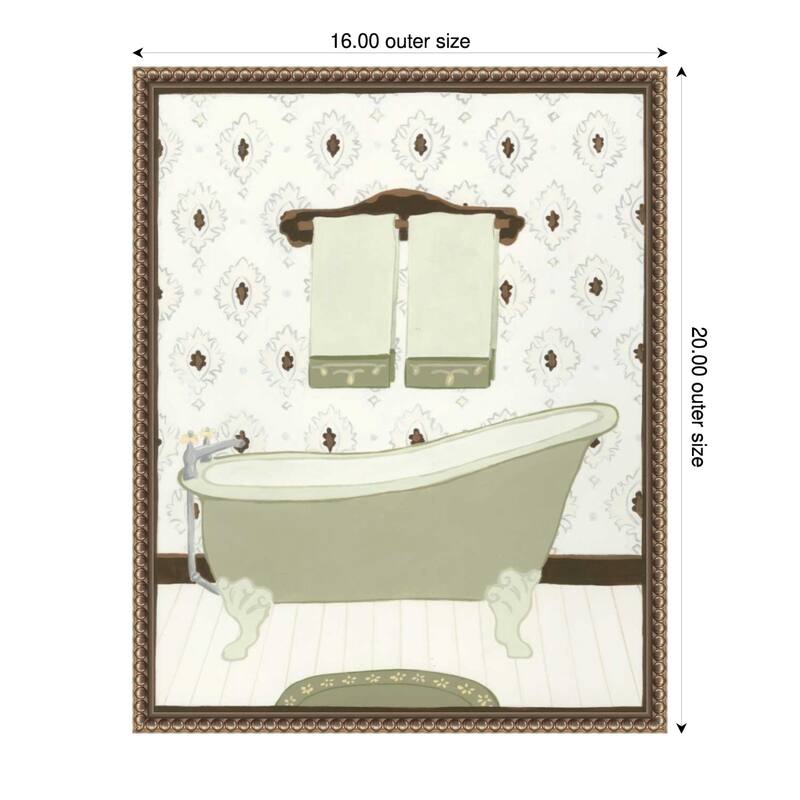 Parisian Bath No. 1 by June Erica Vess Framed Canvas Wall Art Print - Plastic - 16 x 20 in - Gold