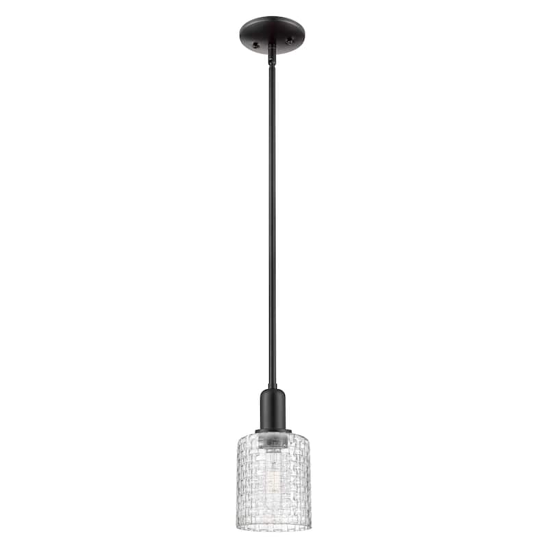 Innovations Lighting Endless Possibilities Arcadia - Cobbleskill - 1 Light 5" Basketweave Stem Hung Mini Pendant - Matte Black