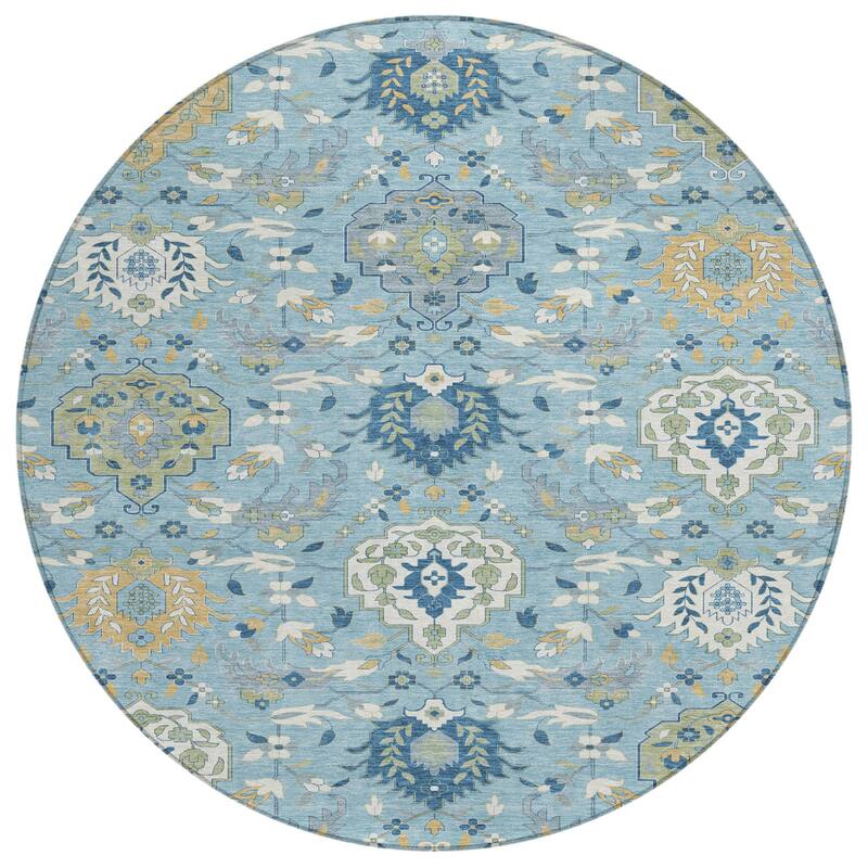 HomeRoots Damask Traditional Rectangle Outdoor Rug