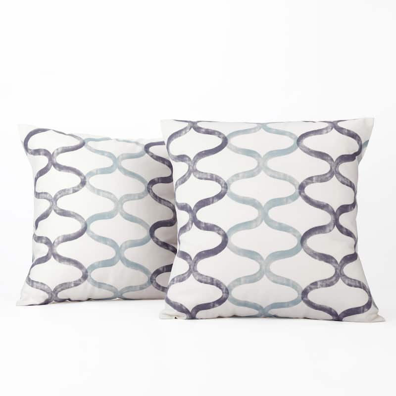 Exclusive Fabrics Illusions Printed Cotton Cushion Cover- PAIR - Blue