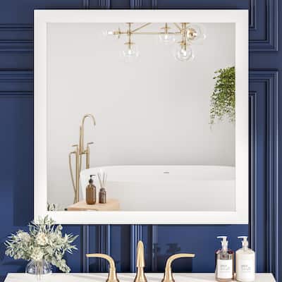Eviva Aberdeen 34" x 30" Rectangular White Wooden Framed Mirror - N/A