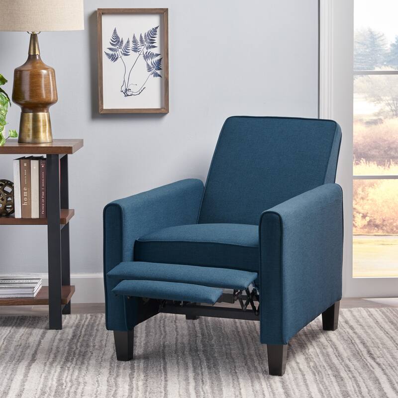 Roomfitters Fabric Push Back Chair for Elegant Home Decor, Navy Blue