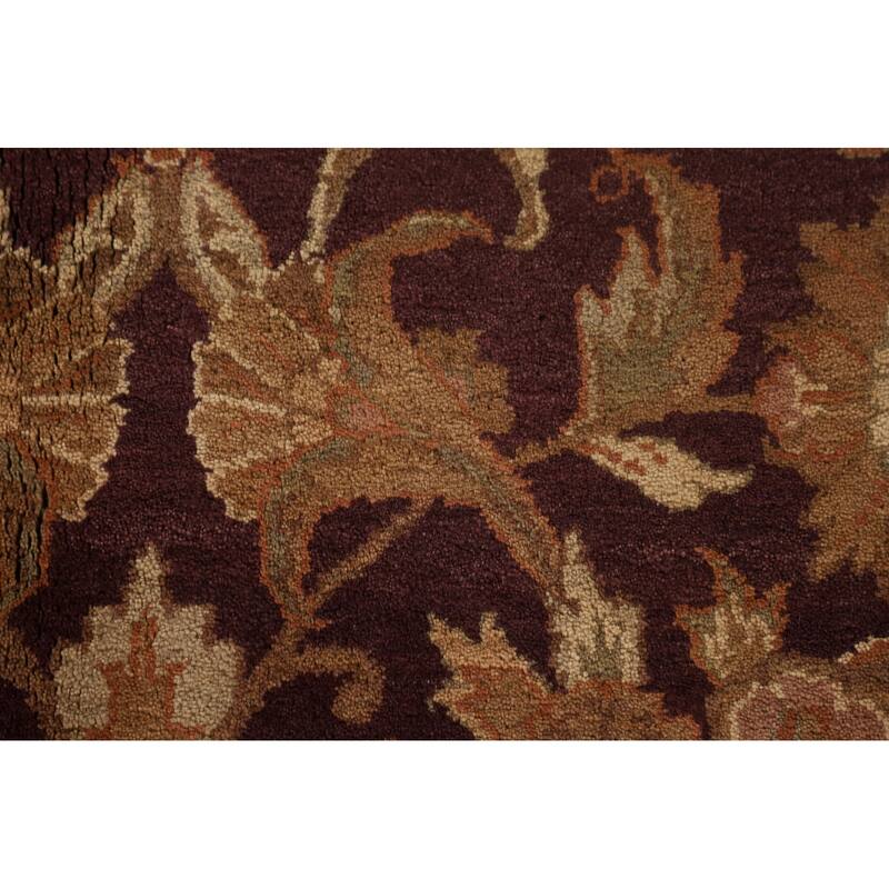 Floral Purple Agra Indian Area Rug Hand-Knotted Wool Carpet - 8'0"x 10'1"