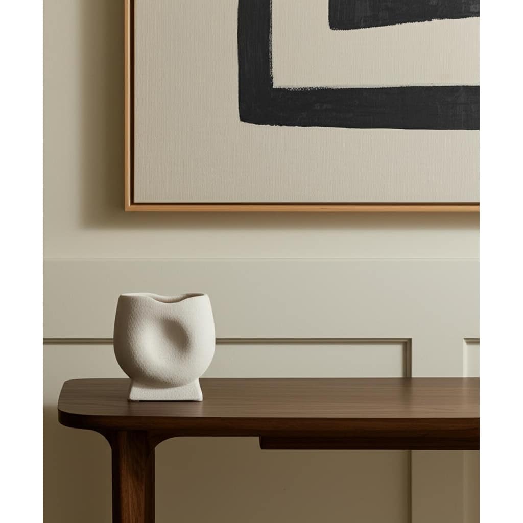 6" White Ceramic Sculptural Table Vase - 6.10