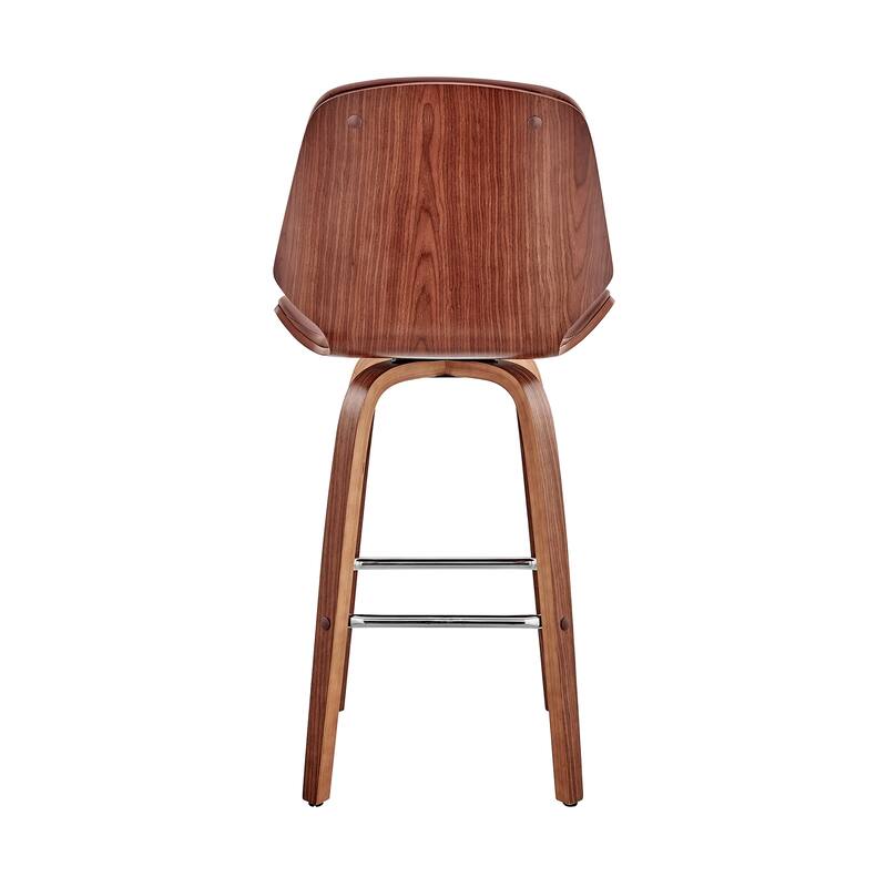 Arabela Faux Leather and Wood Swivel Counter Stool - Walnut