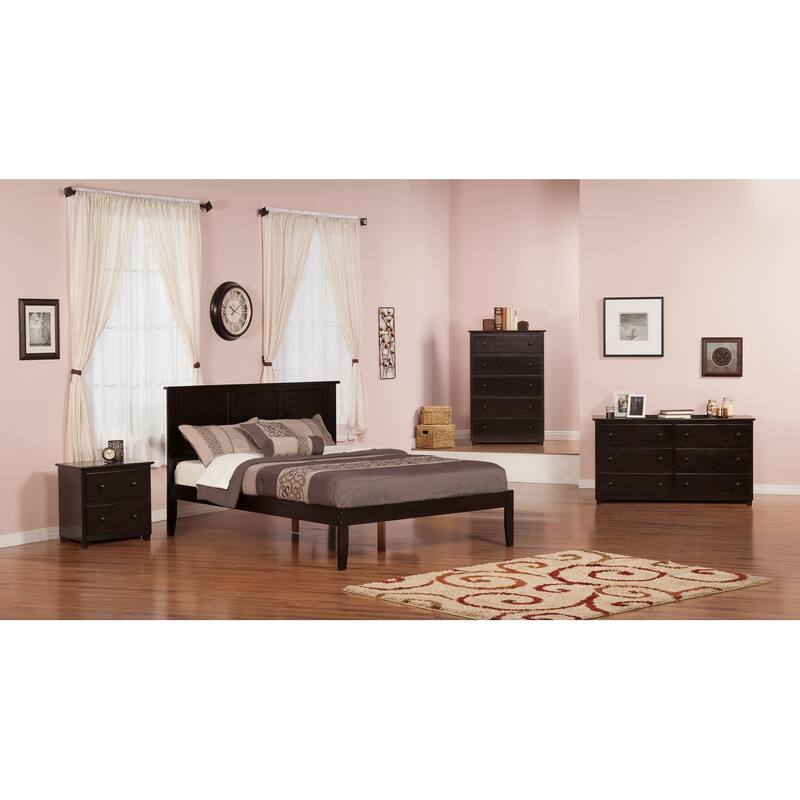 King Platform Bed - City Chic Style Walnut Finish - Modern Bedroom Furniture