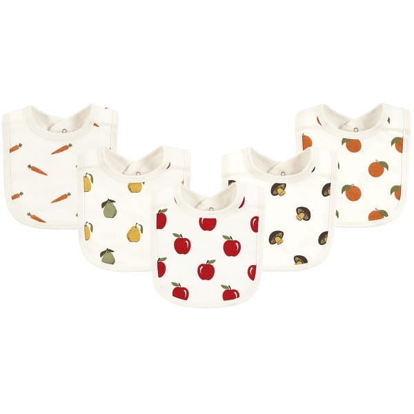 slide 1 of 1, Touched by Nature Unisex Baby Organic Cotton Bibs, Fruits And Veggies, One Size - Fruits And Veggies - One Size One Size - Fruits And Veggies