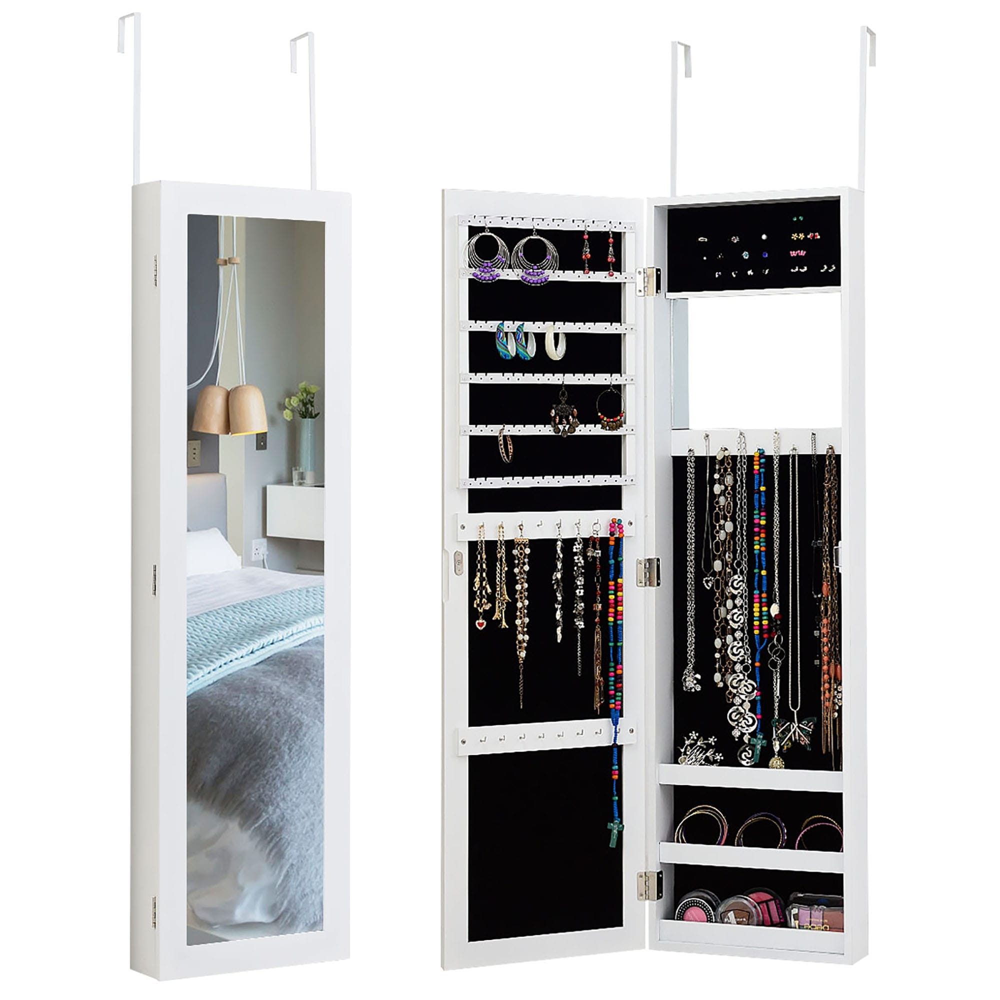 Wall Door Mounted Jewelry Organizer with Mirror On Sale Bed Bath   Beyond 31672699