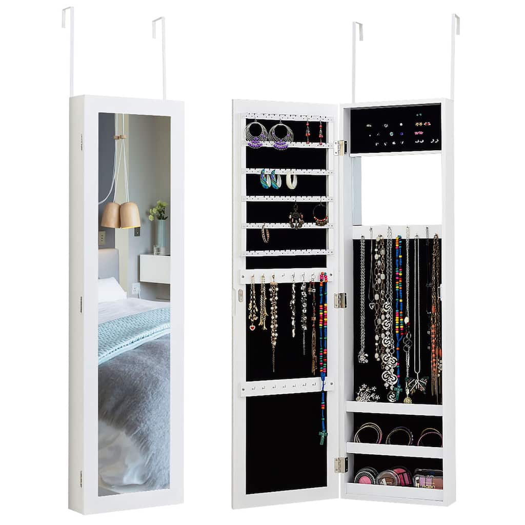 Wall Door Mounted Jewelry Organizer with Mirror