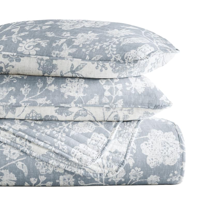 Becky Cameron All Season 3 Piece Textured Floral Reversible Quilt Set