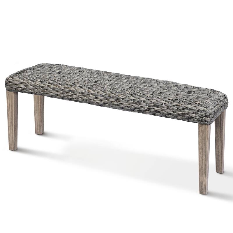 M4H Naples Outdoor Patio Bench Water Resistant Wicker Solid Wood