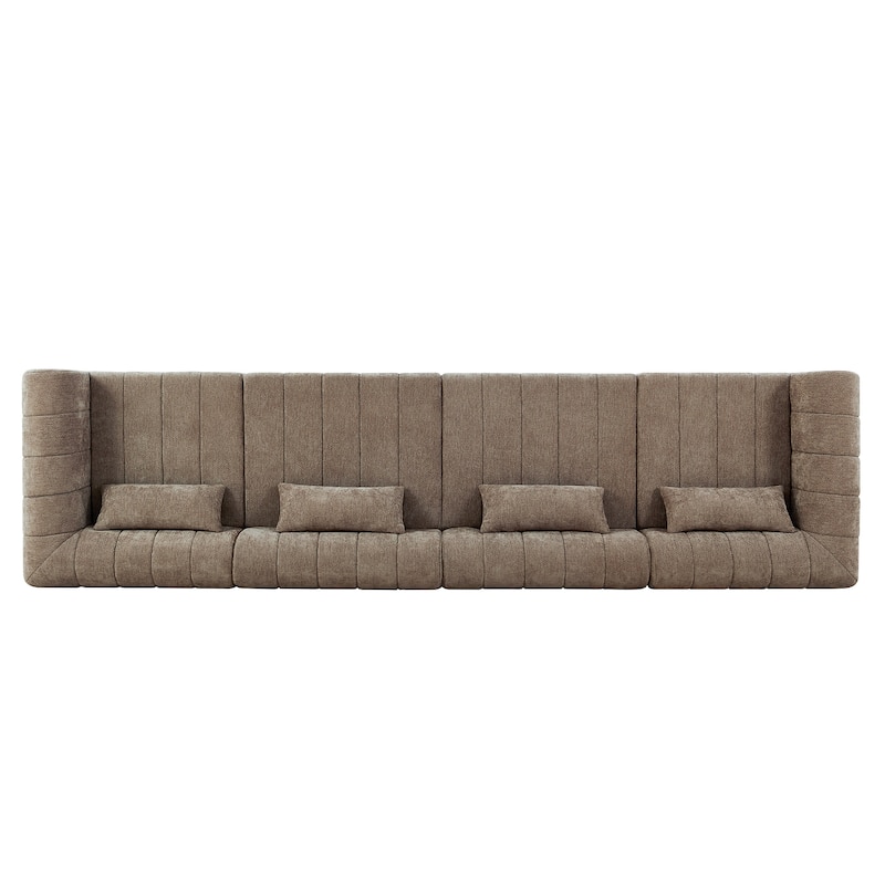 Christopher Knight Home - Modular Polyester Upholstered Sectional Sofa with 4-Piece Compressed Sponge - 145.5"