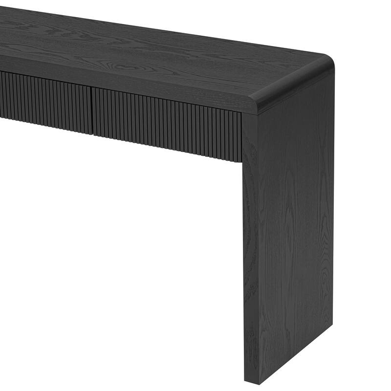 Rustic Console Table with 3 Fluted Drawers