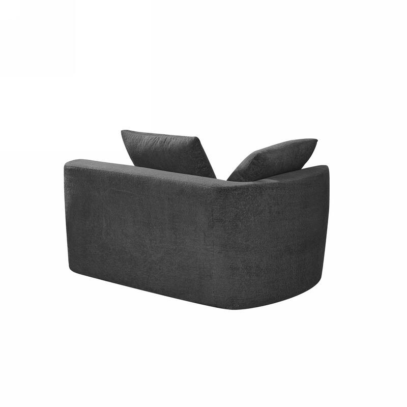 116" Pearl Upholstery Curved Sectional Sofa with Chaise Lounge, High-Density Compressed Sponge Design