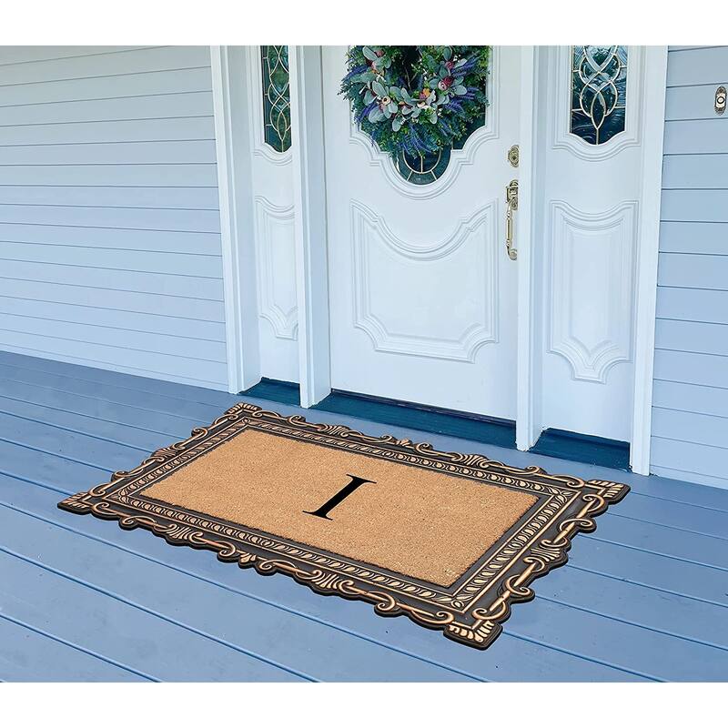 A1HC First Impression Carson Rubber and Coir 24" X 36", Heavy Duty, Easy to Clean Outdoor Monogrammed Doormat