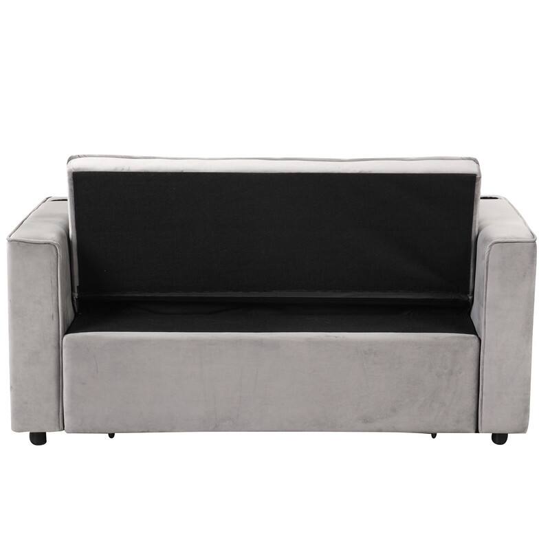 4-1 Multi-Functional Sofa Bed, 55.3" Sleeper Sofa Bed with Cup Holder & USB Port, Convertible Sleeper Couch Bed for Living Room
