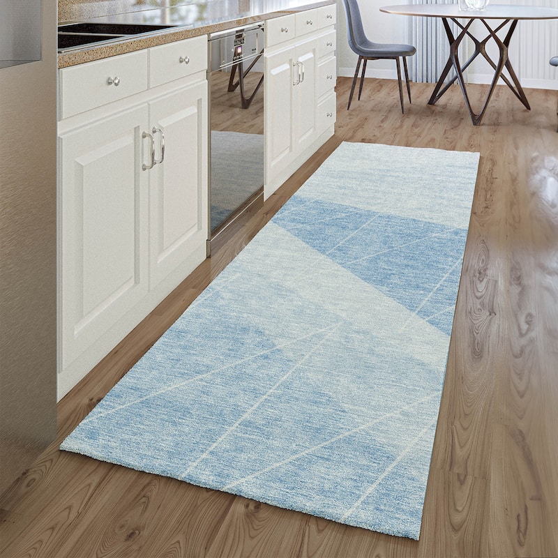 Premium Washable Super Soft Geo Abstract Mayfield Rug - Sky - 2' 3" x 7' 6" - Runner