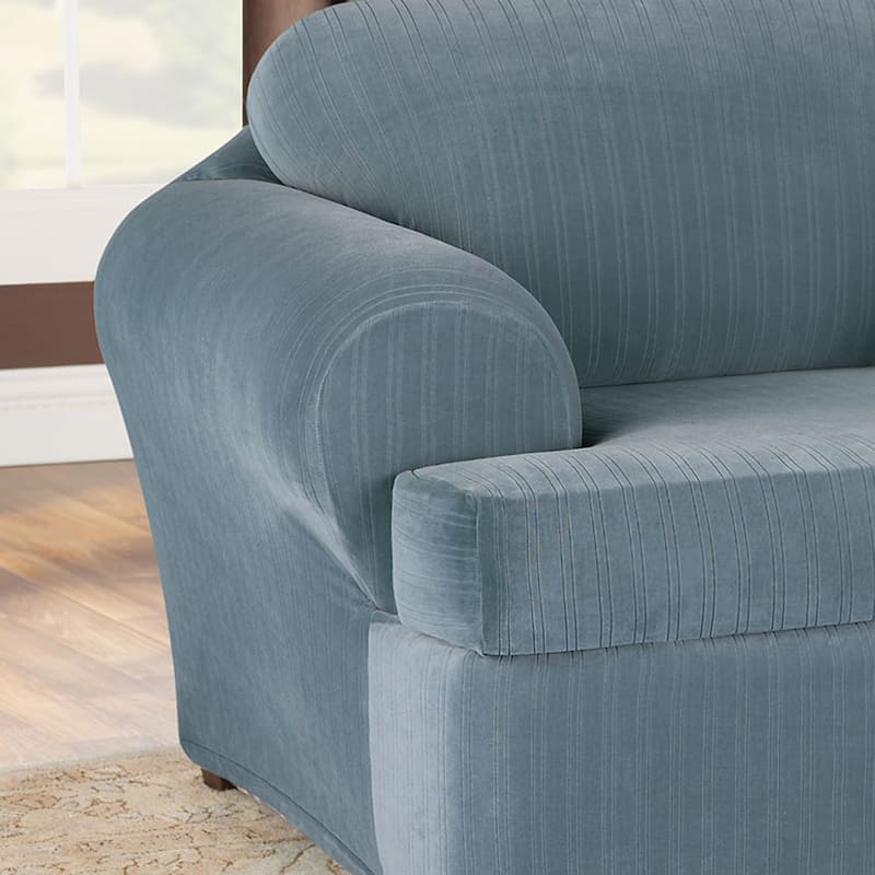 SureFit Stretch Pinstripe 2 Piece T Cushion Chair Slipcover