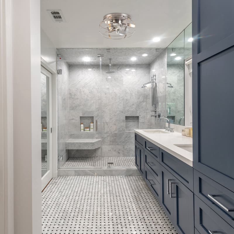 Industrial 3-Light Metal Caged Low Profile Ceiling Fan with Light