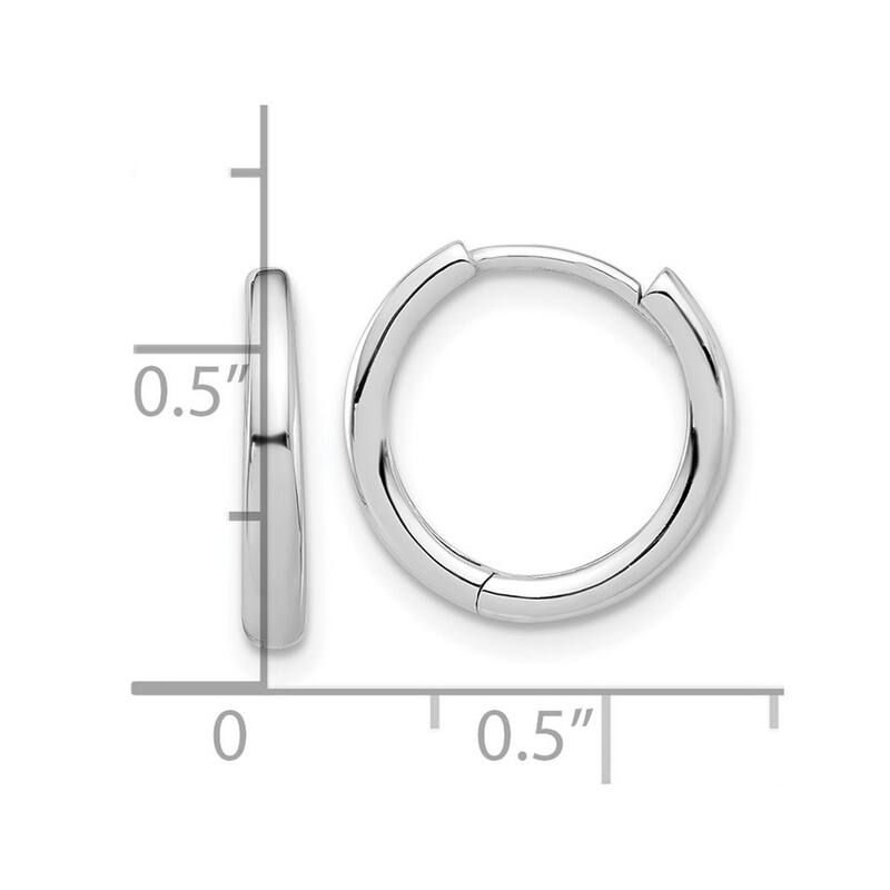 Curata 14k White Gold Polished Hinged Hoop Earrings - 14.3x14.3mm