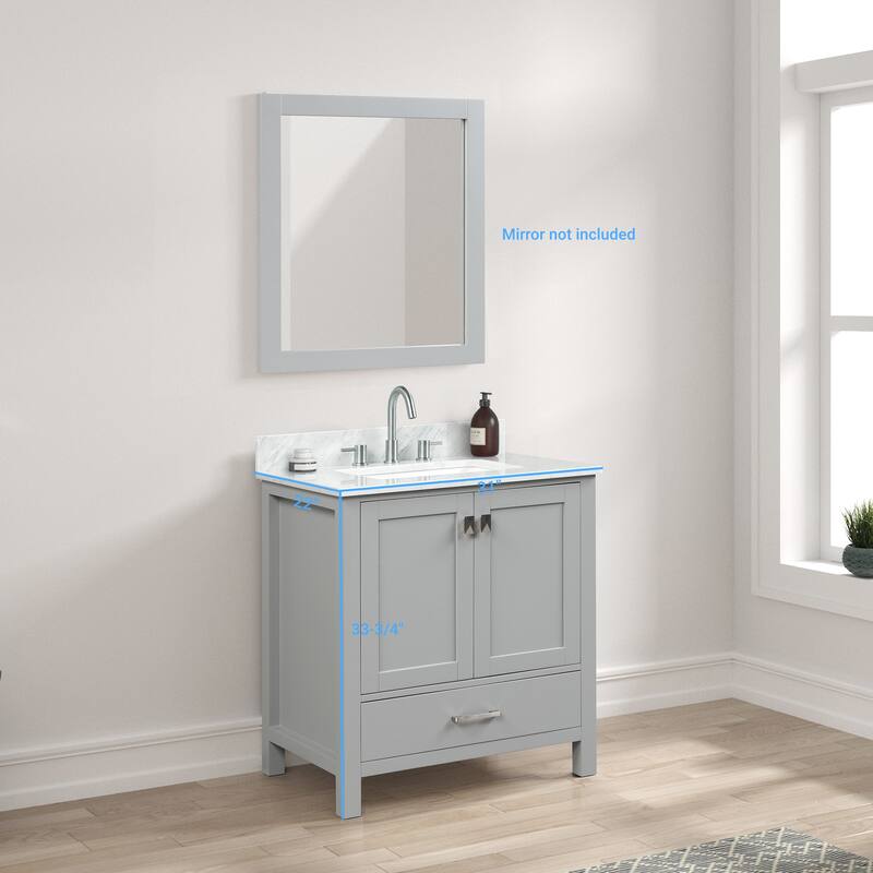 Blossom Geneva 30" Bathroom Vanity with Marble Top & Undermount Sink