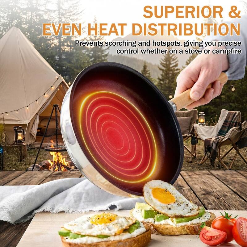 6-Piece Stainless Steel Camping Cookware Set With Kettle And Storage Bag - N/A